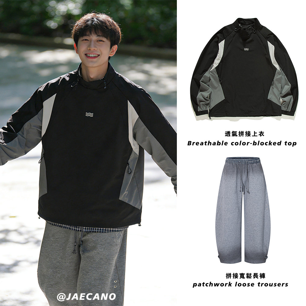 Breathable color-blocked top