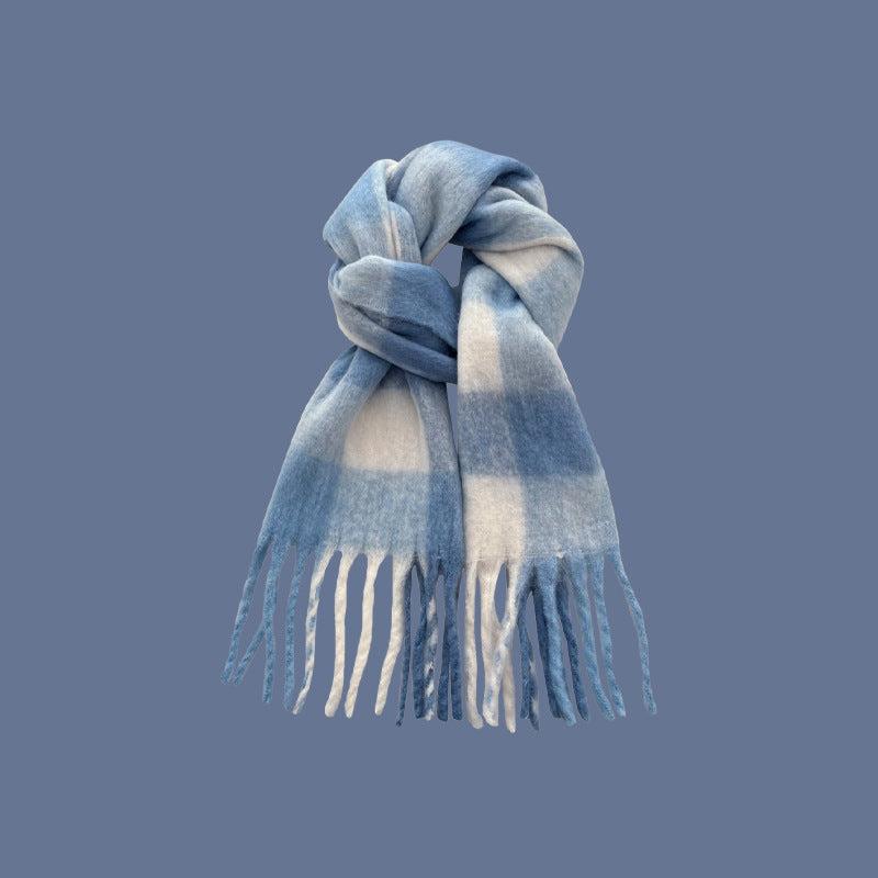 Blue warm thickened scarf