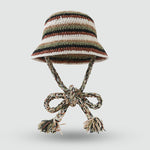 條紋針織拼色毛綫帽