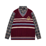 復古假兩件寬鬆毛衣