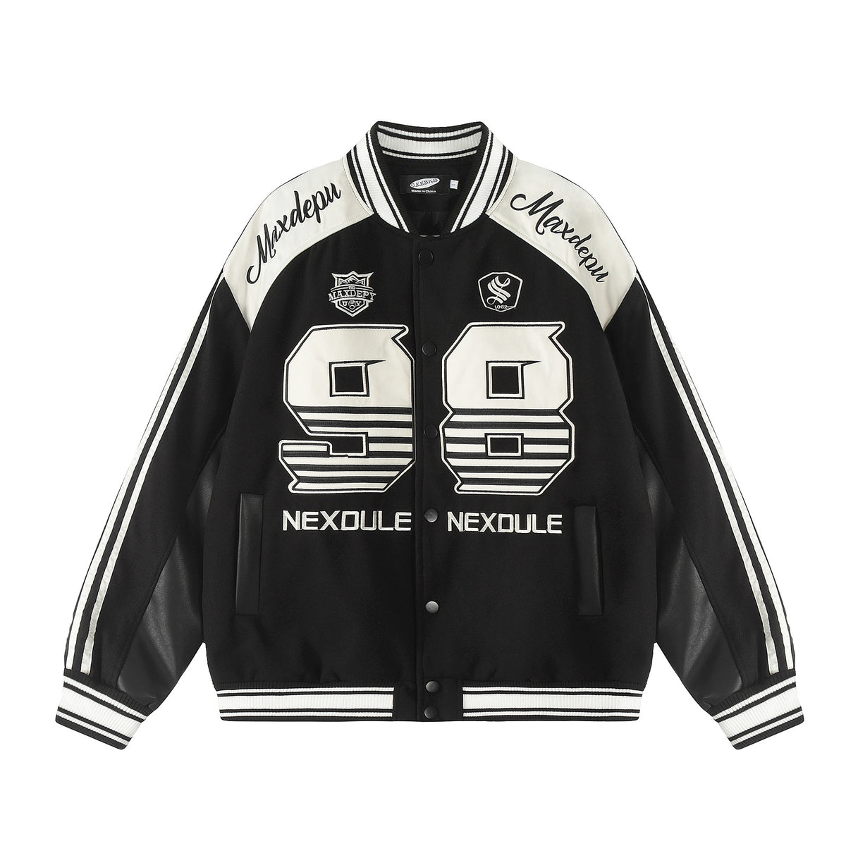 Retro embroidered motorcycle style jacket