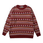 Vintage jacquard crew neck sweater