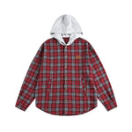 Paneled Check Hooded Shirt