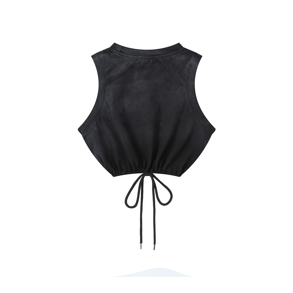 Gradient cute drawstring vest