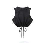 Gradient cute drawstring vest