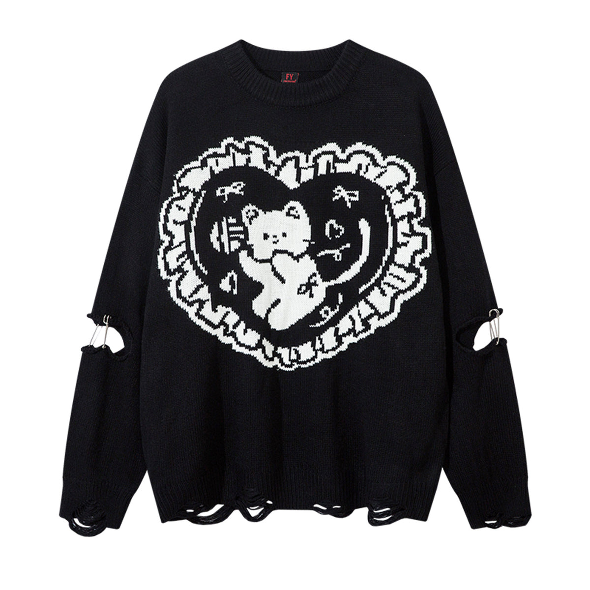 Retro ripped cat sweater