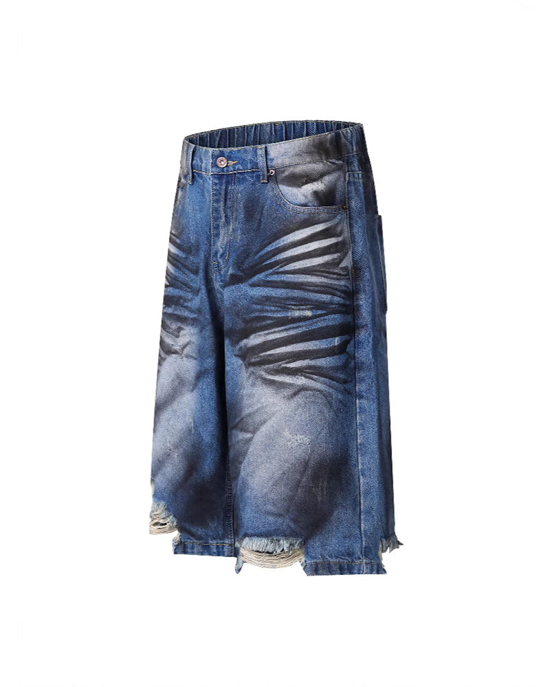 做舊破洞牛仔短褲