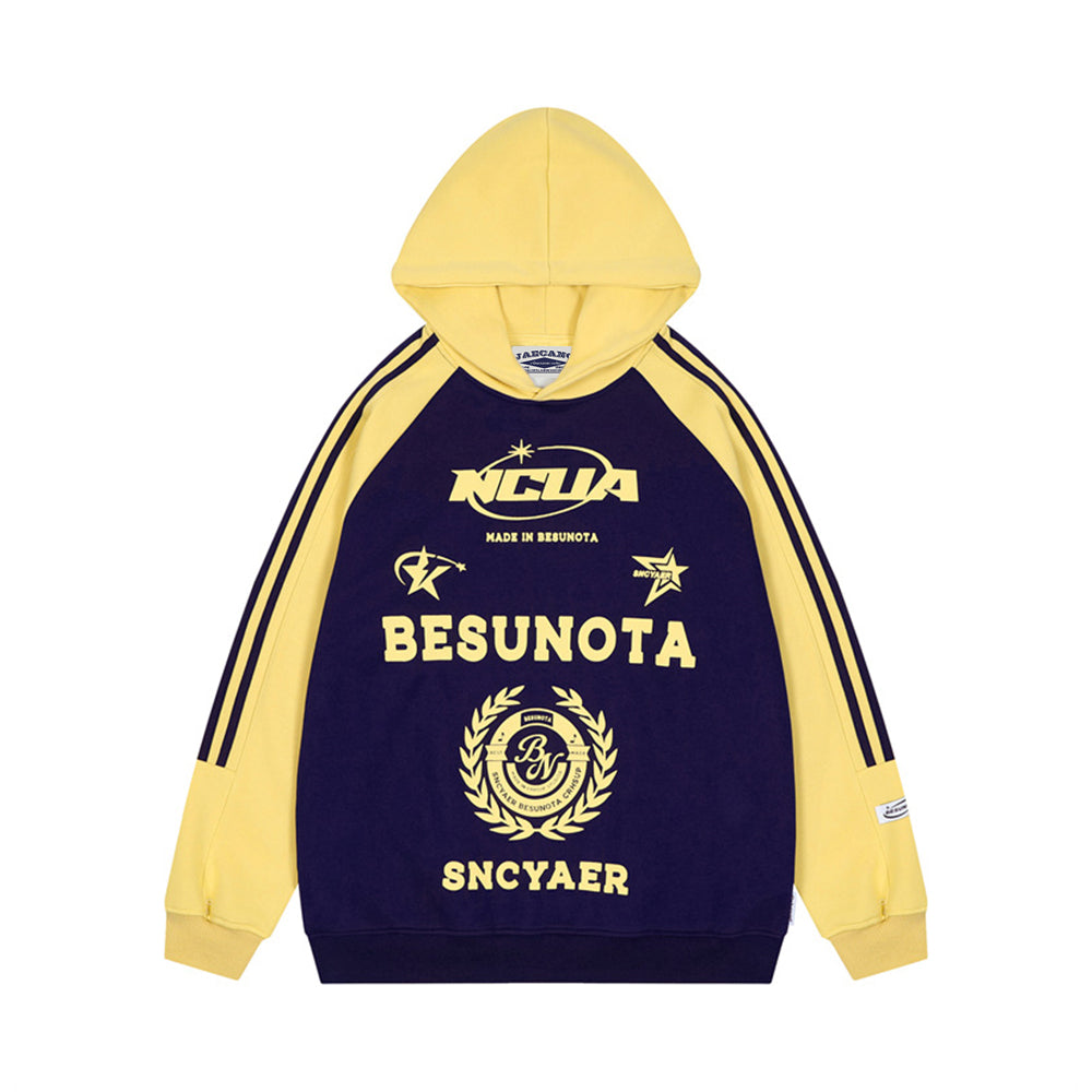 Retro contrast hooded sweatshirt