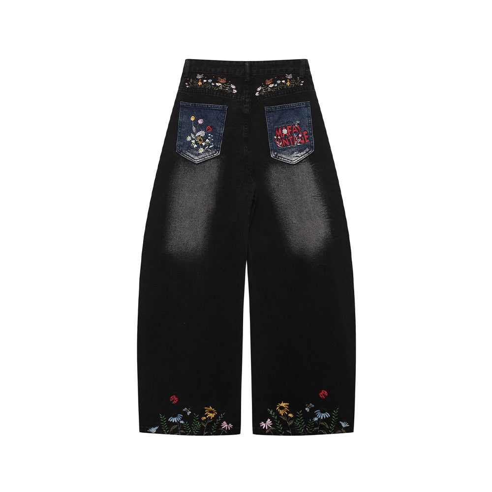 Washed straight jeans