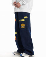 Cute patterned loose denim trousers Size:M