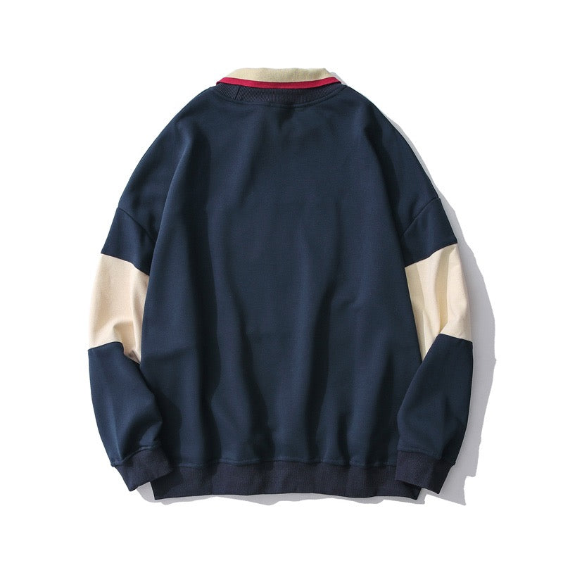 American Retro Color Block Bear Sweatshirt