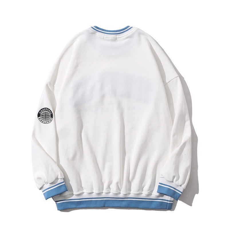 American retro embroidered crew neck sweatshirt