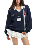 가짜 투피스 대학 스타일 스웨트셔츠