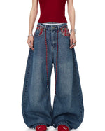 Retro patchwork denim trousers