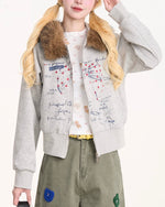 Retro hooded sweatshirt jacket