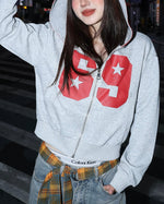 Retro hooded sweatshirt jacket