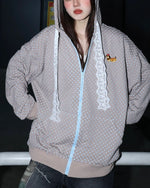 Simple loose hooded sweatshirt jacket