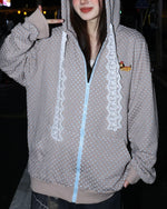 Simple loose hooded sweatshirt jacket