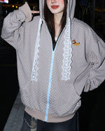 Simple loose hooded sweatshirt jacket