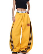 embroidered paneled trousers