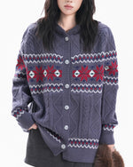 jacquard hooded sweater