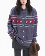 jacquard hooded sweater