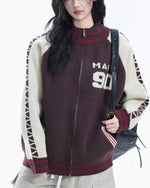 Retro contrast color stitching sweater