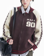 Retro contrast color stitching sweater