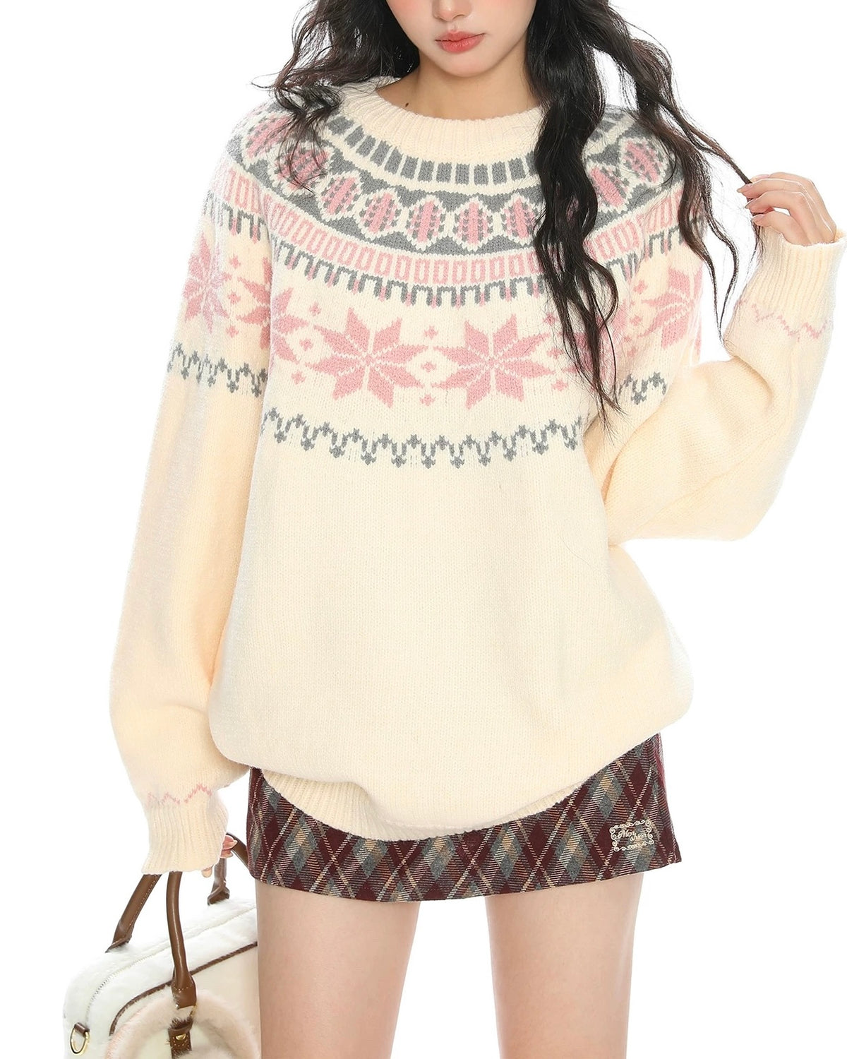 Vintage jacquard pullover sweater