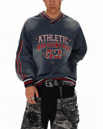 復古水洗刺綉牛仔衛衣