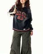 復古水洗刺綉牛仔衛衣