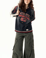 復古水洗刺綉牛仔衛衣