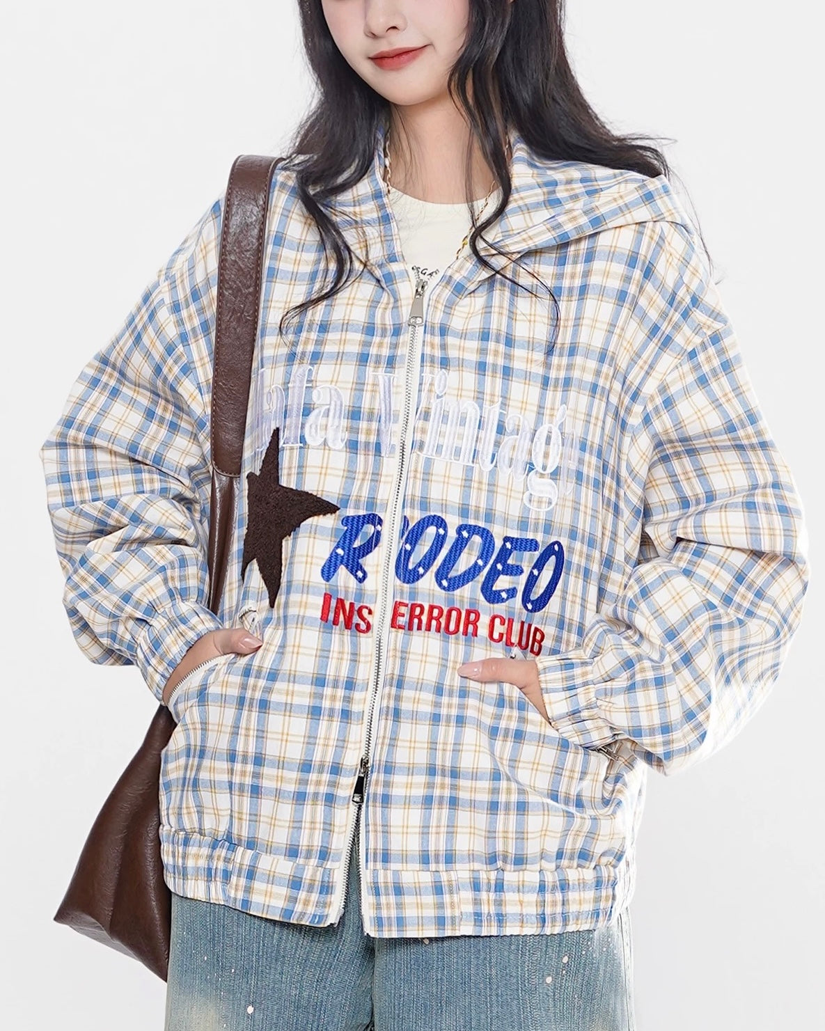 Retro plaid couple jacket