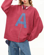 慵懶字母圓領毛衣