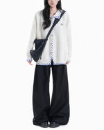 Simple contrast color sweater jacket