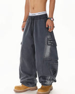 Distressed multi-pocket sweatpants