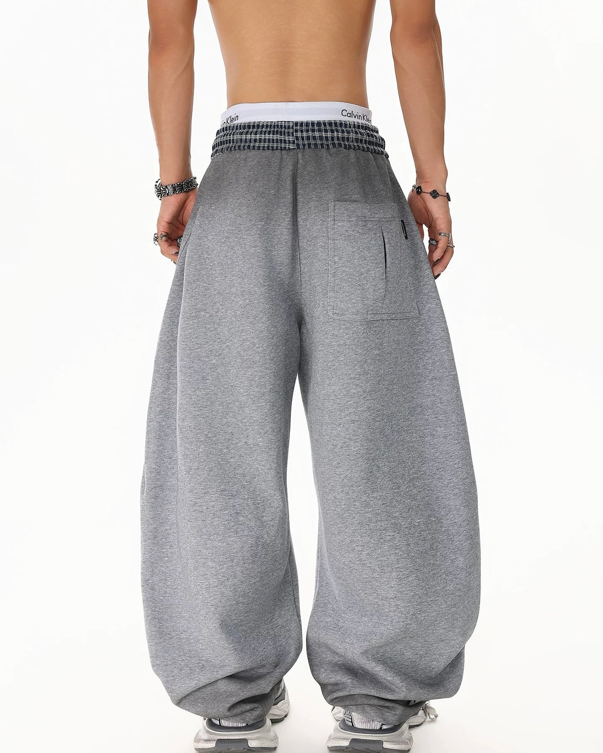 patchwork loose trousers