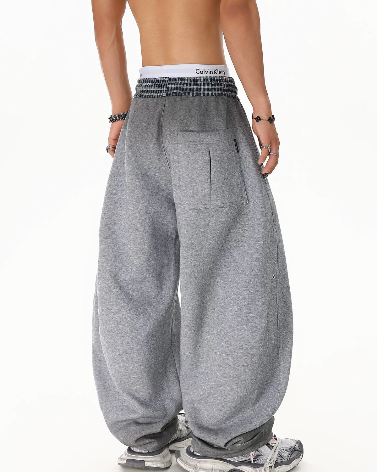 patchwork loose trousers