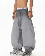 patchwork loose trousers