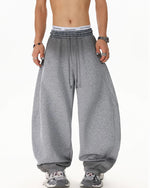 patchwork loose trousers