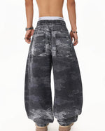 camouflage paneled overalls