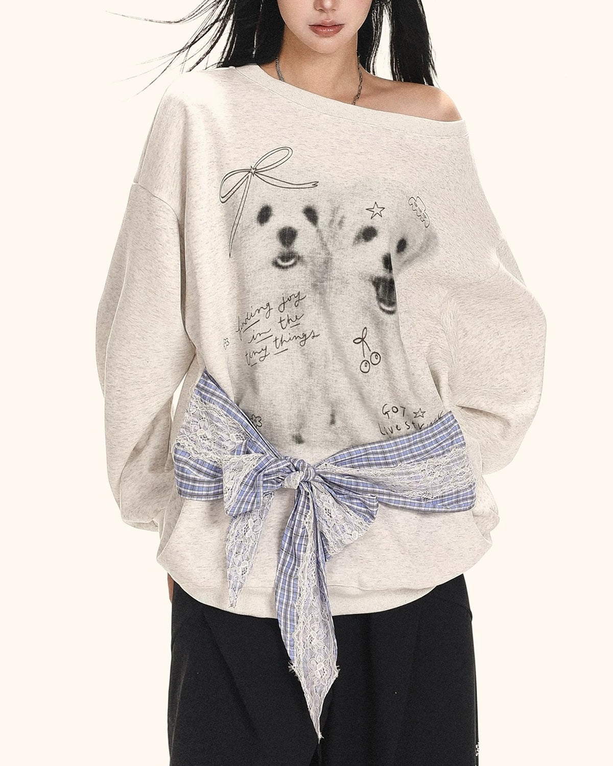 퍼피 오프숄더 긴팔 스웨트셔츠(여성용)