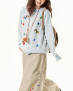 귀여운 강아지 자수 스웨터