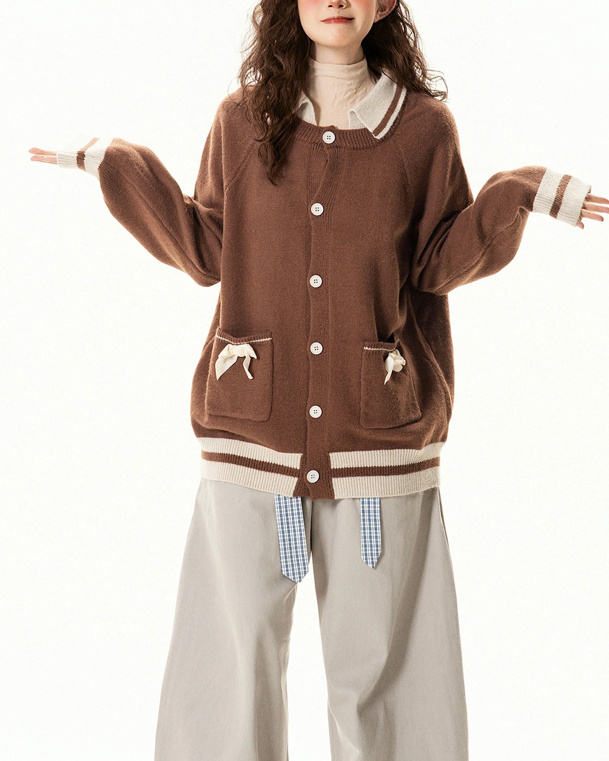 리본 니트 재킷