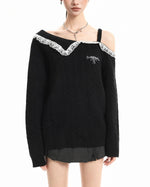 레이스 패널 니트 스웨터(여성용)