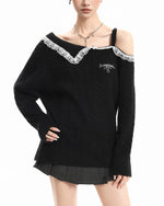 레이스 패널 니트 스웨터(여성용)