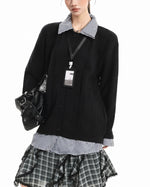 가짜 투피스 스플라이스 커플 스웨터