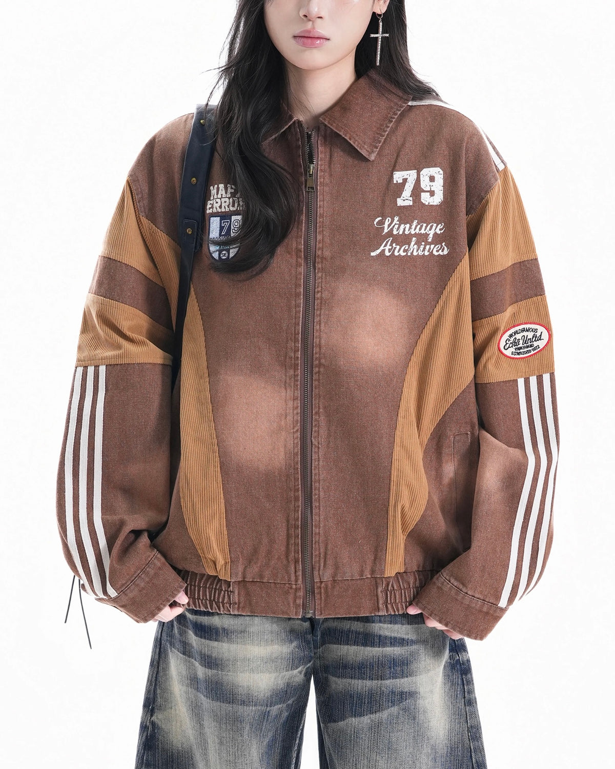 레트로 레터링 캐주얼 재킷