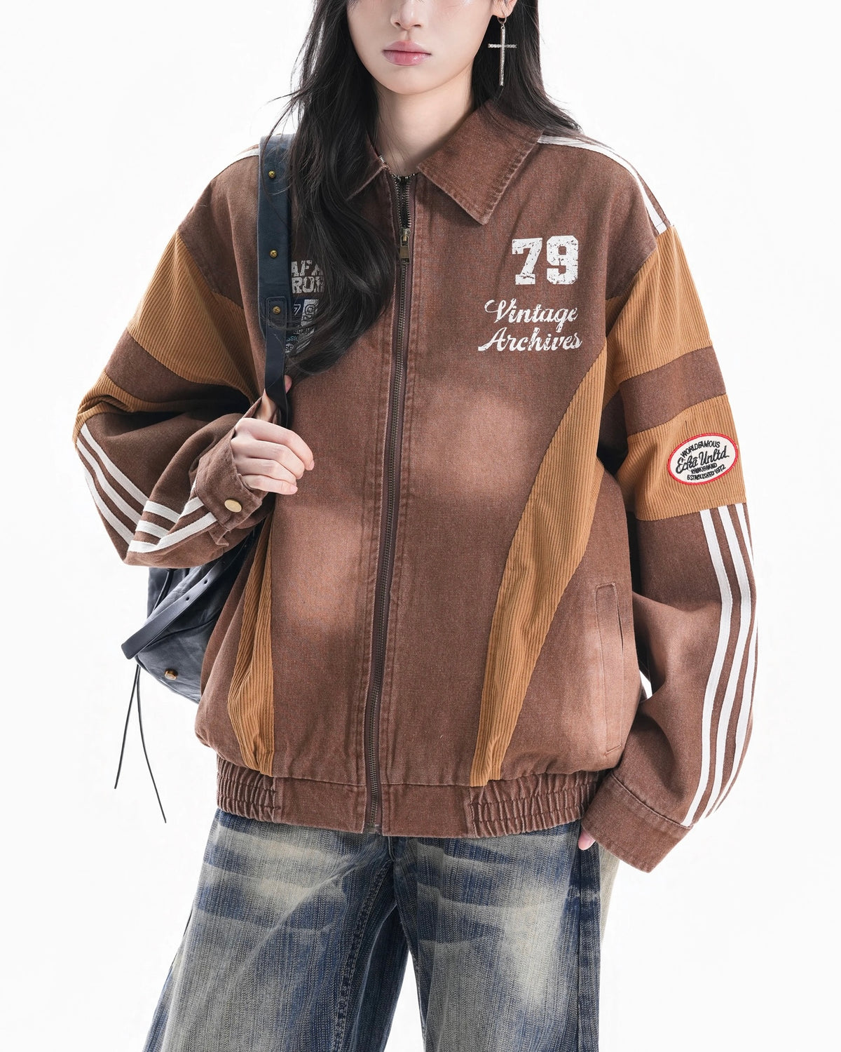 레트로 레터링 캐주얼 재킷