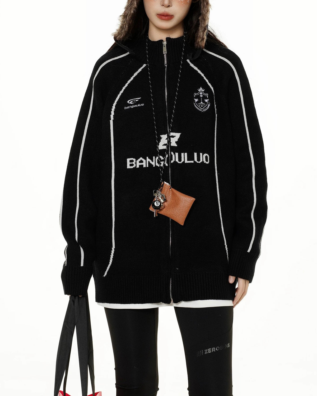 모터사이클 스타일 카디건 스웨터